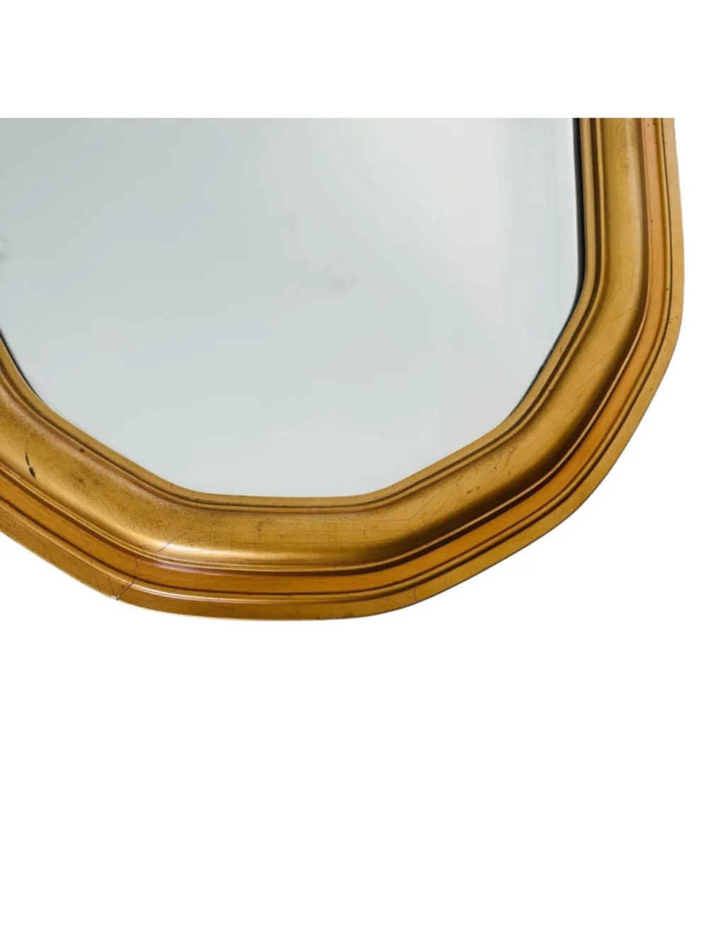 Vintage Gold Gilt Wood Octagonal Wall Mirror Ornate Baroque Hollywood Regency